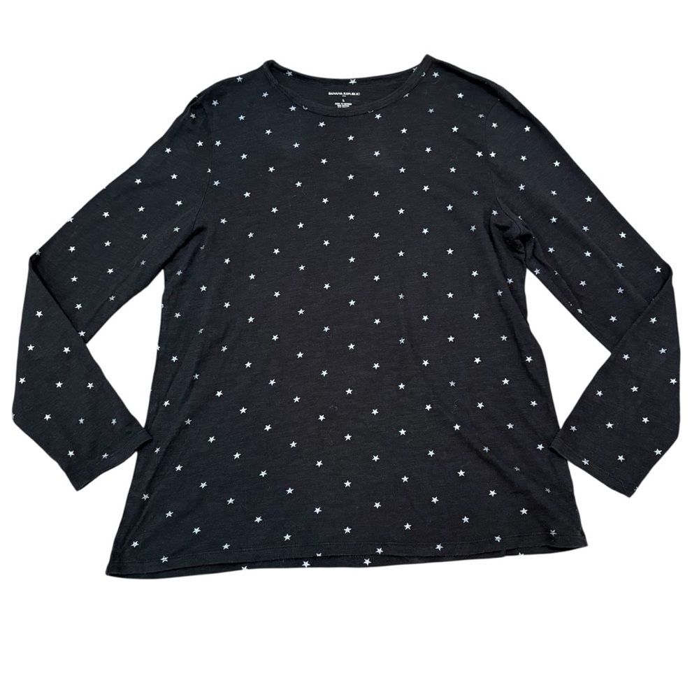 Banana Republic Factory Celestial Star Long Sleeve Tee Size L Black Dark Gray